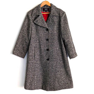Stephanie Mathews XL Gray Tweed Wool Blend Pea Coat Jacket